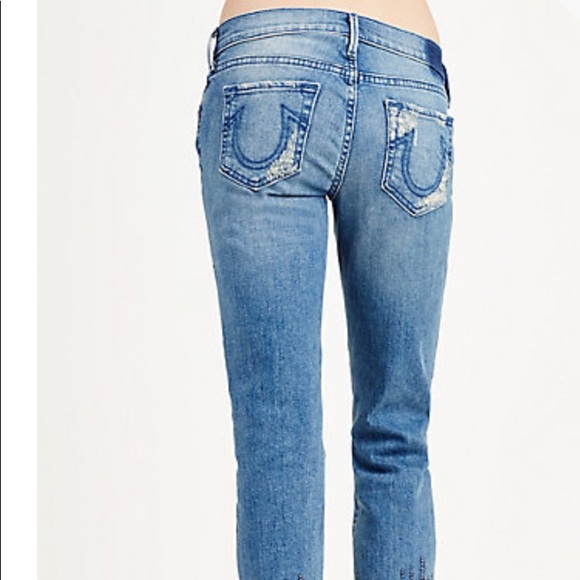 NWT True Religion Mid Rise Straight Crop jeans - Picture 6 of 8